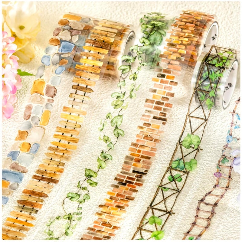 Frekyar 6 Rolls of PET Tape Stickers for Journaling Supplies, Paths Themed Decorative Journal Stickers for Scrapbooking,Planer (Garden Paths) - Image 1